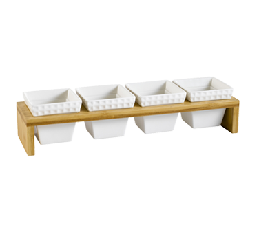 CAC China PTW-5 Bone White Porcelain Rectangular Accessories Bowl Set (12 Set Per Case)
