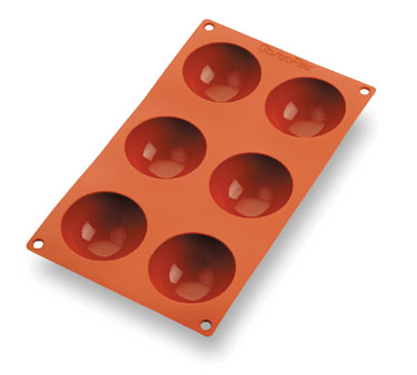 Matfer Bourgeat 257904 Gastroflex Half Sphere Mold 6 Per Sheet 2-3/4" Dia. x 1-3/8"H Half-Spheres Food Grade Silicone