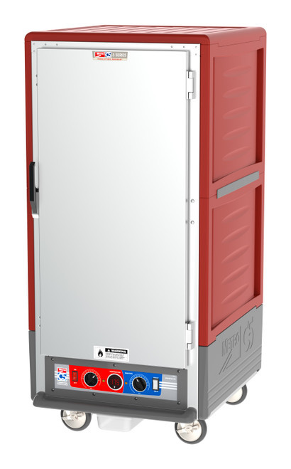 Metro C537-CFS-L C5 3 Series Red 3/4-Size Insulated Heated Holding & Proofing Cabinet with Solid Door and Lip Load Slides - 120V