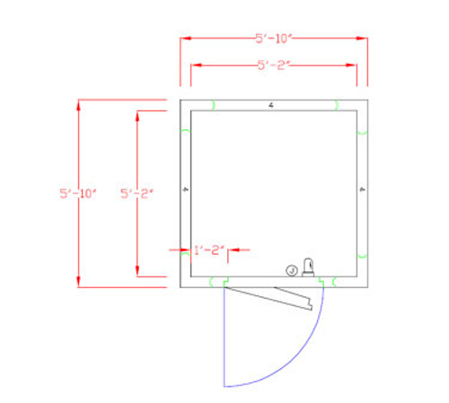 American Panel 6X6F-O 70" W x 90" H Outdoor Acrylume With Floor Walk-In Freezer