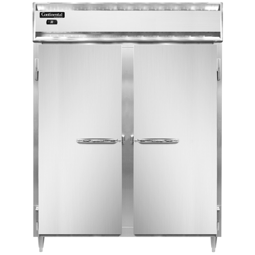 Continental Refrigerator D2RENSS 57" W Two-Section Stainless Steel Door Reach-In Designer Line Wide Refrigerator