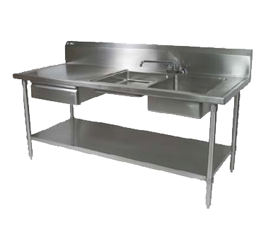 John Boos EPT6R10-DL2B-96R 16-Gauge Two Compartment Prep Table Sink Unit 96"W x 30"D x 45-3/4"H