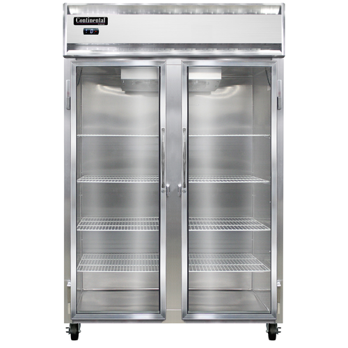 Continental Refrigerator 2F-SS-GD 52" W Two-Section Glass Door Reach-In Freezer - 115 Volts