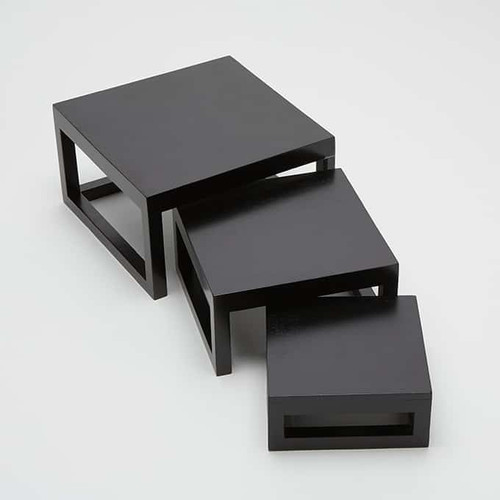 American Metalcraft AWRSP 10.25" Square Black Wood Riser Set