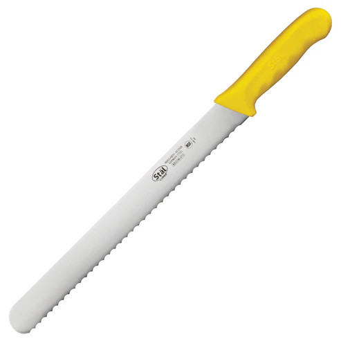 Winco KWP-121Y 12" Wavy Edge Slicer Knife with Polypropylene Handle