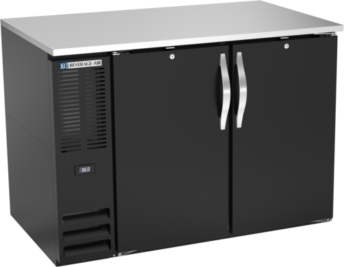 Beverage Air BB48HC-F-B 48" W Two-Section Solid Door Refrigerated Food Rated Back Bar Storage Cabinet - 115 Volts