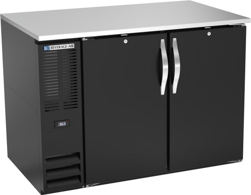 Beverage Air BB48HC-F-B 48" W Two-Section Solid Door Refrigerated Food Rated Back Bar Storage Cabinet - 115 Volts