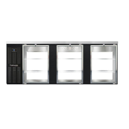 Continental Refrigerator BB90SNGDPT 90"W Glass Door Refrigerated Back Bar Cooler