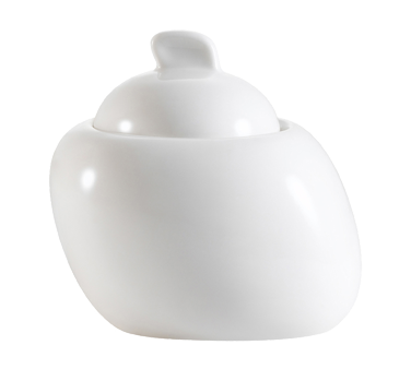 CAC China WH-HSP 4" L Bone White Porcelain Square White Pearl Sugar Bowl (3 Dozen Per Case)