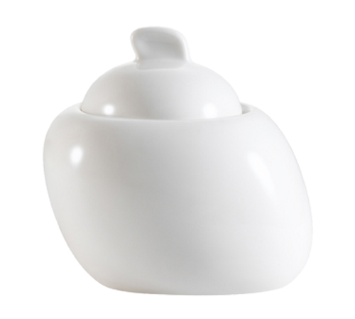 CAC China WH-HSP 4" L Bone White Porcelain Square White Pearl Sugar Bowl (3 Dozen Per Case)