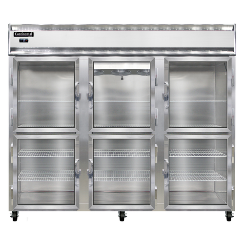 Continental Refrigerator 3FE-SS-GD-HD 85.5" W Three-Section Glass Door Reach-In Extra-Wide Freezer - 115 Volts