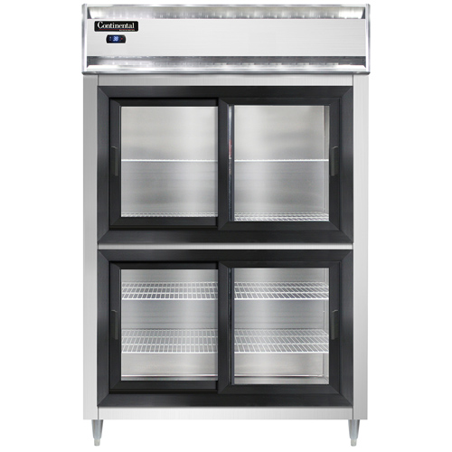 Continental Refrigerator D2RSNSSSGDHD 52" W Two-Section Glass Door Reach-In Designer Line Refrigerator