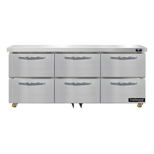 Continental Refrigerator SW72N-U-D 72"W Three-Section Reach-In Refrigerator