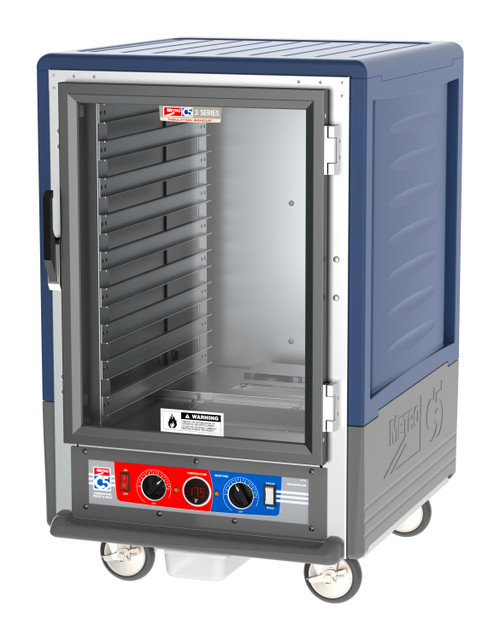 Metro C535-CFC-L-BU C5 3 Series Blue Half-Size Insulated Heated Holding & Proofing Cabinet with Clear Door and Lip Load Slides - 120V