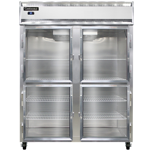 Continental Refrigerator 2RESNGDHD 57" W Two-Section Glass Door Reach-In Extra-Wide Refrigerator