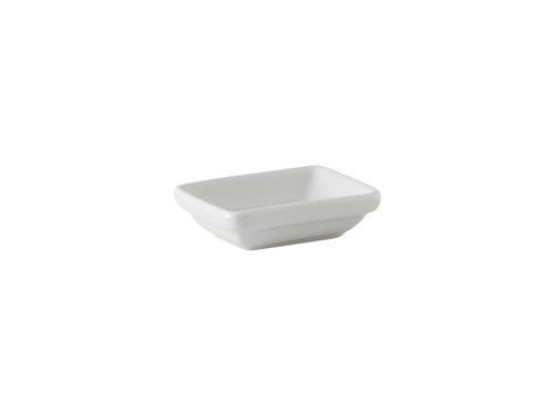 Tuxton BPZ-033B 2 Oz. Porcelain Porcelain White Rectangular Sauce Dish (4 Dozen Per Case)