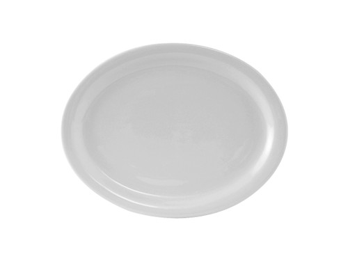 Tuxton CLH-096 Porcelain Porcelain White Oval Platter (2 Dozen Per Case)