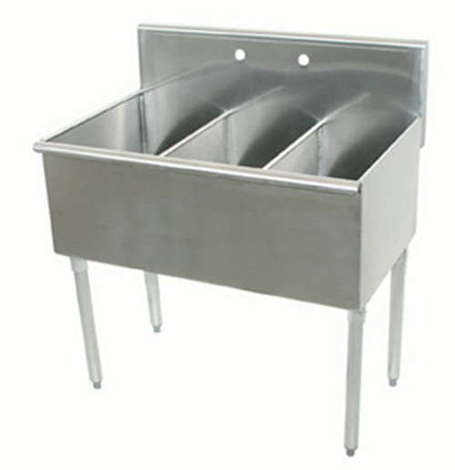 Advance Tabco 4-43-72-X 63" - 72" Stainless Steel 3 Compartment Left Drain Fabricated Sink