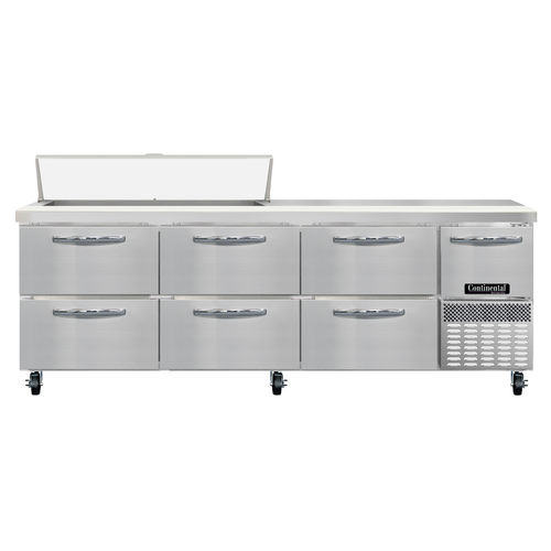 Continental Refrigerator RA93N12-D 93" W Four-Section One Door Refrigerated Base Sandwich Unit