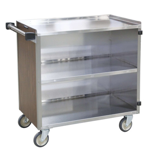 Lakeside 644 39.25" W x 27.4" H Stainless Steel Construction with Woodgrain Vinyl Bussing Cart