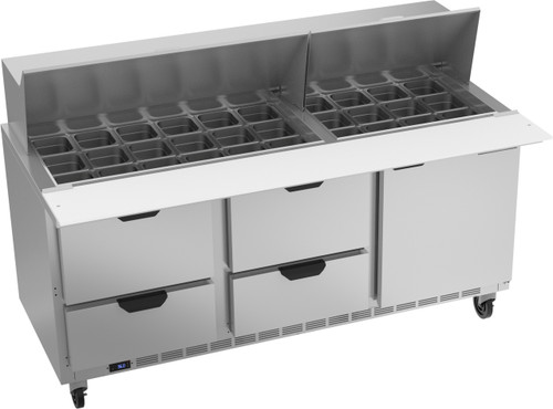 Beverage Air SPED72HC-30M-4 72" W Three-Section One Door Mega Top Refrigerated Counter