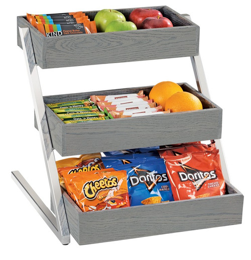 Cal-Mil 3449-3-83 16"W x 20"D x 15-1/2"H Rectangular Gray Wood Ashwood Merchandiser