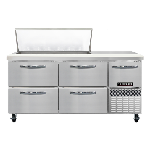 Continental Refrigerator RA68N18M-D 68" W Three-Section One Door Refrigerated Base Sandwich Unit