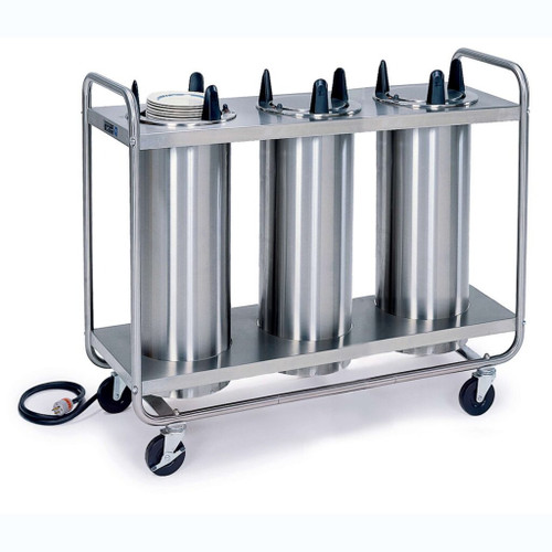 Lakeside 8310 Easy-Glide 10.13" Dia. Round Stainless Steel 3-Tube Open Heated Mobile Dish Dispenser