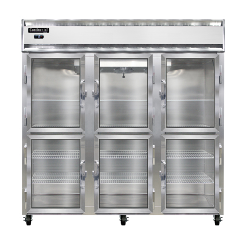 Continental Refrigerator 3F-GD-HD 78" W Three-Section Glass Door Reach-In Freezer - 115 Volts