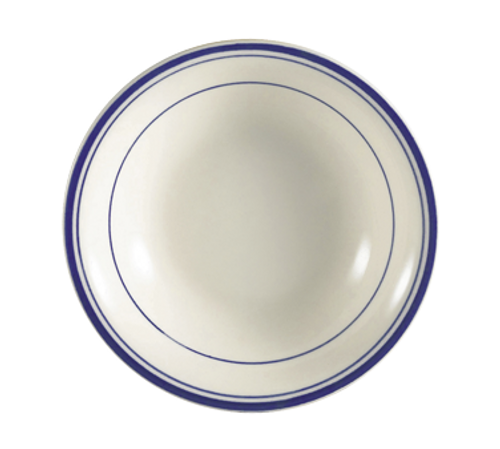 CAC China BLU-11 5 Oz. American White Ceramic Round Blue Line Fruit Dish (3 Dozen Per Case)