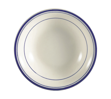 CAC China BLU-11 5 Oz. American White Ceramic Round Blue Line Fruit Dish (3 Dozen Per Case)