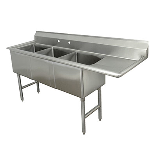 Advance Tabco FC-3-1620-18R-X 68.5" W 16 Gauge Stainless Steel Base Special Value Fabricated Sink