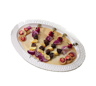 Bon Chef 2305PWHT Ceramic Pearl White Oval Trellis Platter