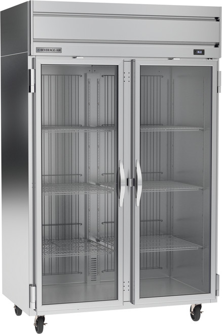 Beverage Air HRPS2HC-1G 52" W Two-Section Glass Door Reach-In Horizon Series Refrigerator