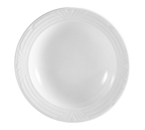 CAC China CRO-3 8.5" Dia. 12 Oz. Super White Porcelain Round Corona Soup Plate (2 Dozen Per Case)