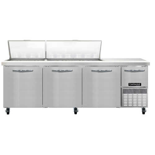 Continental Refrigerator RA93N30M 93" W Three-Section One Door Refrigerated Base Sandwich Unit