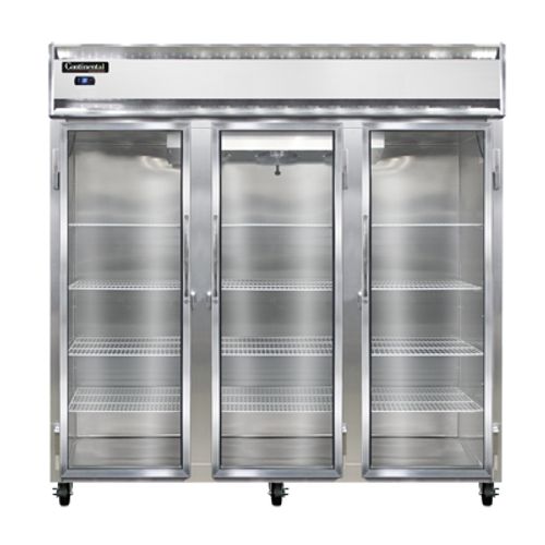 Continental Refrigerator 3RNSSGD 78" W Three-Section Glass Door Reach-In Refrigerator