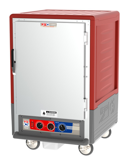 Metro C535-MFS-U C5 3 Series Red Half-Size Insulated Moisture Heated Holding & Proofing Cabinet with Solid Doors and Universal Wire Slides - 120 Volts