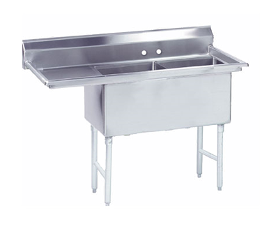 Advance Tabco FC-2-1824-24L-X 54" - 62" 16-Gauge Stainless Steel Two Compartment Left Drain Fabricated Sink