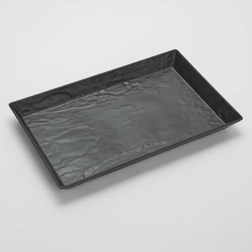 American Metalcraft FSMEL21 Melamine Black Rectangular Tray