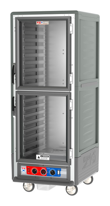 Metro C539-CLDC-L-GY C5 3 Series Gray Full-Size Insulated Low Wattage Heated Holding & Proofing Cabinet with Clear Dutch Doors and Lip Load Slides - 120V