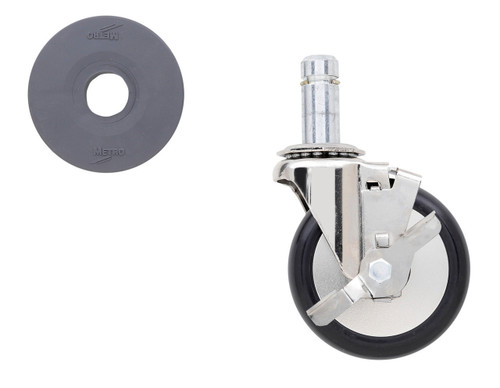 Metro 4Ldb Super Erecta Stem Caster Swivel With Brake 4" Dia. 15/16" Face 125 Lb. Capacity Resilient Rubber Donut Wheel Tread