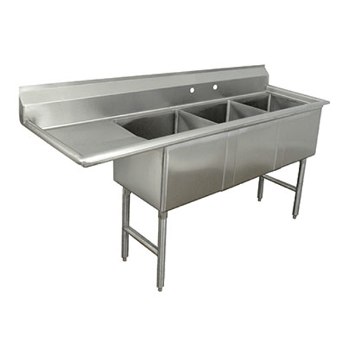 Advance Tabco FC-3-2424-24L-X 98.5" W 16 Gauge Stainless Steel Base Special Value Fabricated Sink