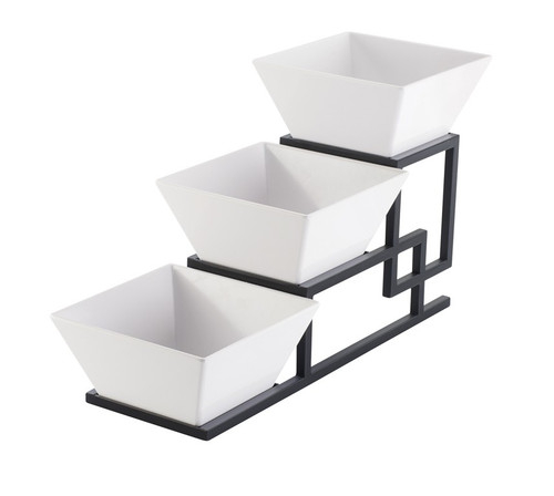 Cal-Mil 3404-13 6-1/2"W x 19"D x 12"H Square Black Melamine Union Bowl Display