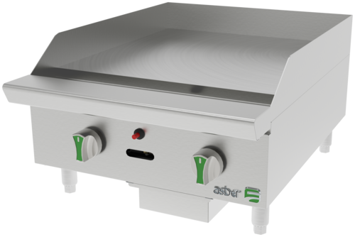 Asber AETG 24 EM Emerald Line 24" W Stainless Steel Liquid Propane Countertop Thermostatic Griddle - 60,000 BTU