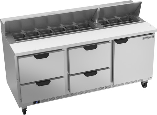 Beverage Air SPED72HC-18-4 72" W Three-Section One Door Sandwich Top Refrigerated Counter