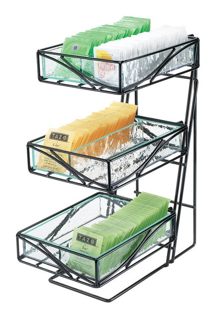 Cal-Mil 1235-TEA 7-1/2"W x 14-1/2"D X 18"H Black Acrylic Glacier Tea Center
