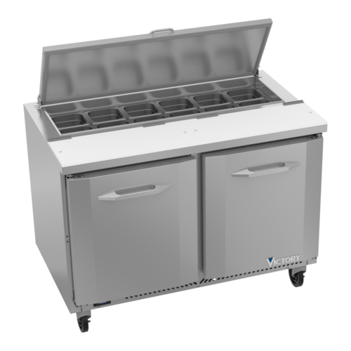 Victory VSP48HC-12 48" W Two-Section Two Door UltraSpec Series Sandwich Prep Table