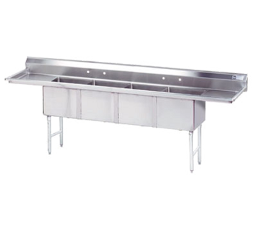 Advance Tabco FC-4-1818-18RL-X 108" W x 24" D x 42" H Stainless Steel 16 Gauge 4-Compartments Special Value Fabricated Sink