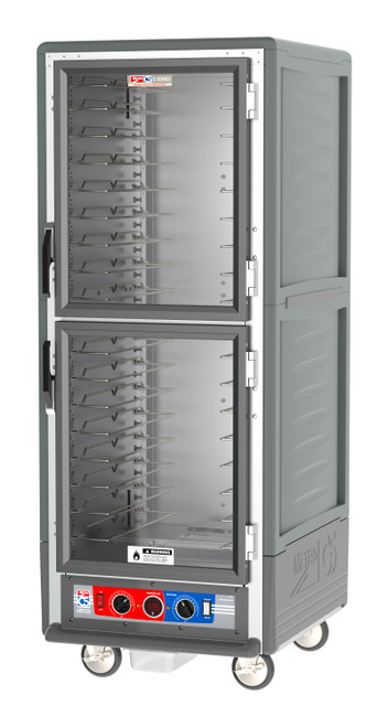Metro C539-CDC-U-GY C5 3 Series Gray Full-Size Insulated Heated Holding & Proofing Cabinet with Clear Dutch Doors and Universal Wire Slides - 120V
